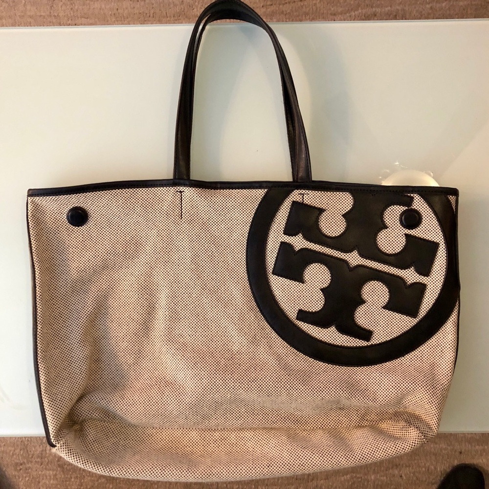Tory Burch Lonnie Canvas with Leather Logo Purse